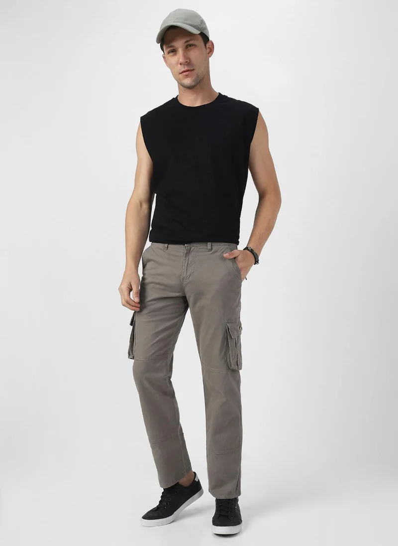 Urbano Fashion  Urbano Fashion Men's Grey Regular Fit Solid Cargo Chino Pant with 6 Pockets for Men | Best Price UAE